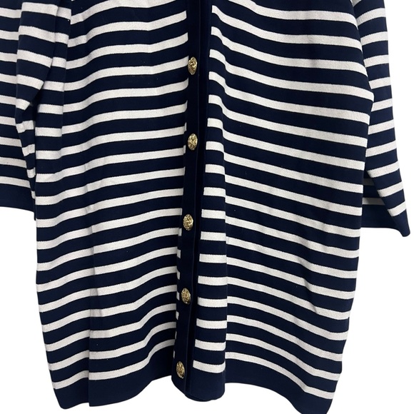 Tuckernuck Navy and White Striped Knit Liv Longline Cardigan Preppy Nautical XXL - Picture 4 of 10
